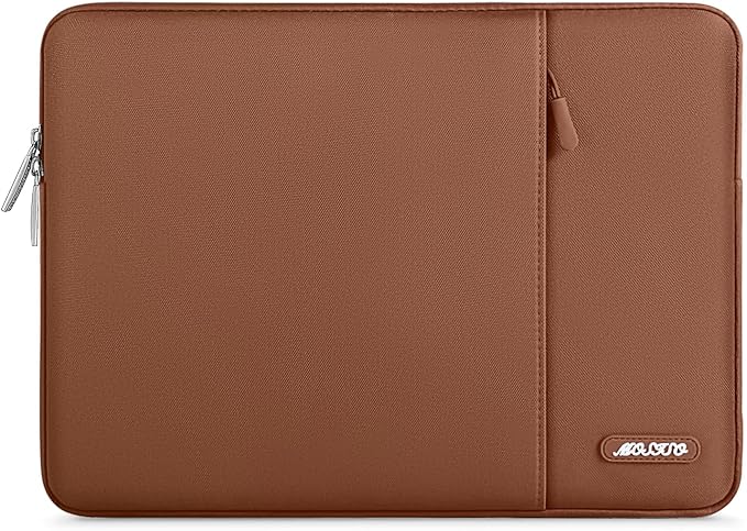 MOSISO Laptop Case 15 inch, 15 inch Laptop Sleeve Compatible with MacBook Air 15 M4 A3241 M3 A3114 M2 A2941 2025 2024 2023,Dell XPS 15,Polyester Vertical Computer Sleeve Bag with Pocket, Caramel Brown
