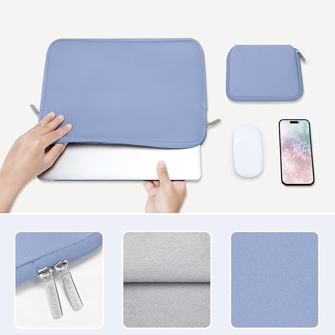MOSISO Laptop Case 15 inch, 15 inch Laptop Sleeve Bag Compatible with MacBook Air 15 M4 A3241 M3 A3114 M2 A2941 2025 2024 2023, Dell XPS 15, Neoprene Computer Sleeve Bag with Small Case, Serenity Blue