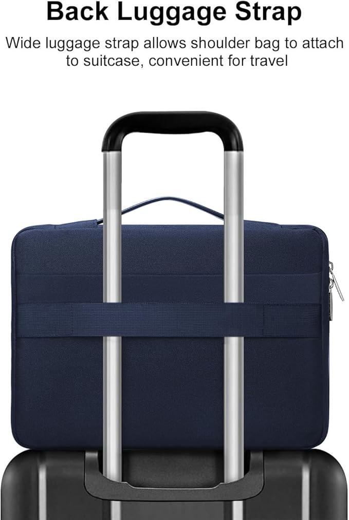 MOSISO 360 Protective Laptop Case 13.3 inch, 13-13.3 inch Laptop Sleeve Compatible with MacBook Air/Pro 13 / Pro 14, HP Dell ASUS Lenovo, Side Open Bag with 2 Raised&1 Flapover Pockets, Navy Blue