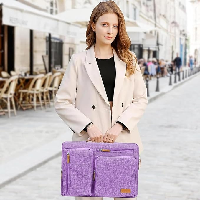 MOSISO 360 Protective Laptop Case 15 inch, 15 inch Laptop Sleeve Compatible with MacBook Air M4 M3 M2 2025 2024 2023, Dell XPS Plus, Side Open Carrying Case with 4 Zipper Pockets&Handle, Lilac