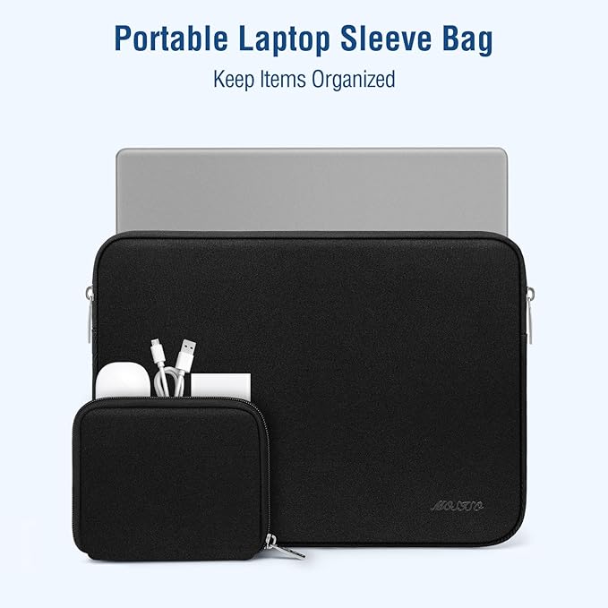 MOSISO Laptop Case 13 inch, 13 inch Laptop Sleeve Bag Compatible with MacBook Air 13 M4 M3 M2 M1 2025-2018 / Pro 13 M2 M1 2025-2016, Neoprene Computer Sleeve Bag with Small Case, Black