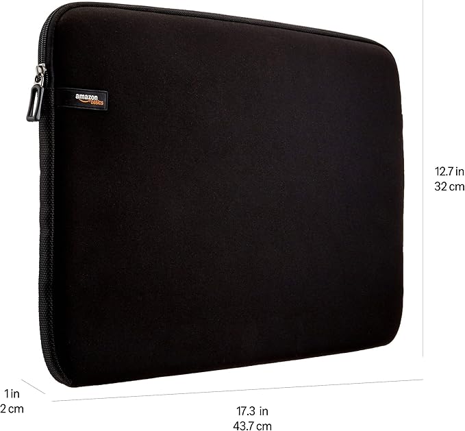 Amazon Basics 17.3-inch Laptop Sleeve, Protective Carrying Case with Zipper for Computer Protection, Black