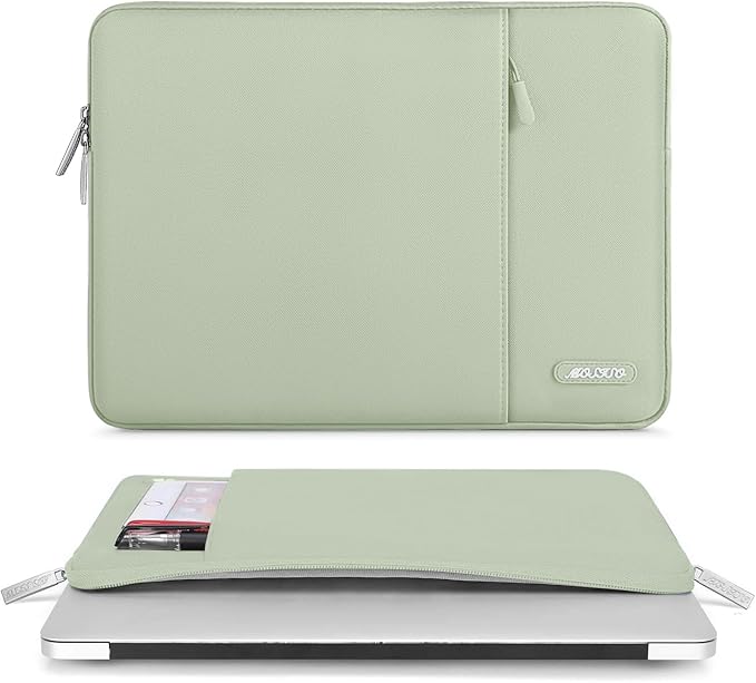 MOSISO Laptop Case 15 inch, 15 inch Laptop Sleeve Compatible with MacBook Air 15 M4 A3241 M3 A3114 M2 A2941 2025 2024 2023,Dell XPS 15,Polyester Vertical Computer Sleeve Bag with Pocket, Sage Green