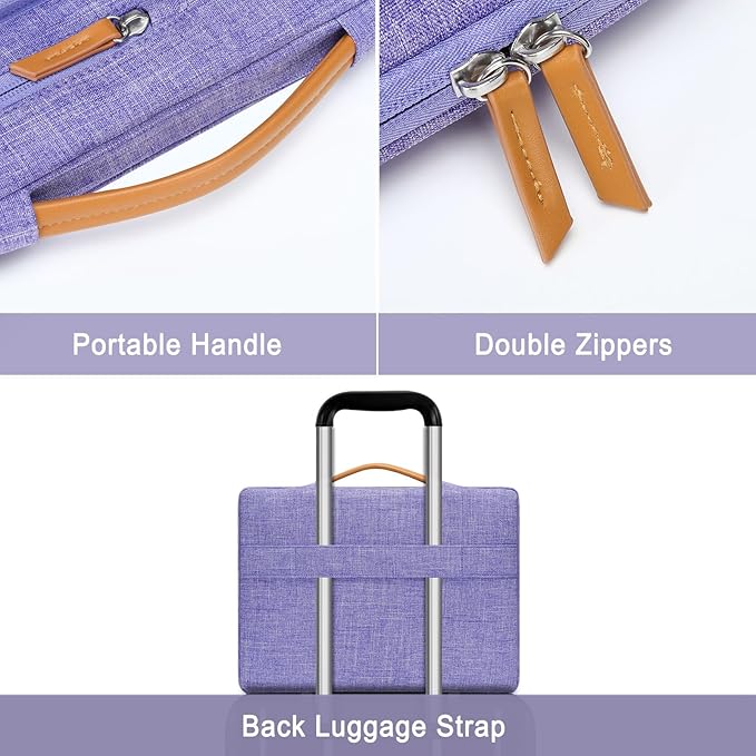 MOSISO 360 Protective Laptop Case 13.3 inch, 13-13.3 inch Laptop Sleeve Compatible with MacBook Air/Pro 13 / Pro 14,HP Dell Acer ASUS,Side Open Carrying Case with 4 Zipper Pockets&Handle, Purple