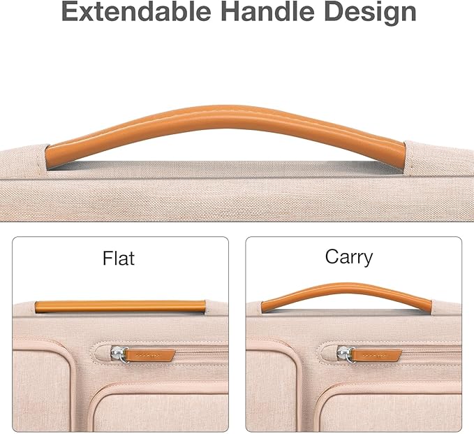 MOSISO 360 Protective Laptop Case 13.3 inch, 13-13.3 inch Laptop Sleeve Compatible with MacBook Air/Pro 13 / Pro 14,HP Dell Acer ASUS,Side Open Carrying Case with 4 Zipper Pockets&Handle, Khaki