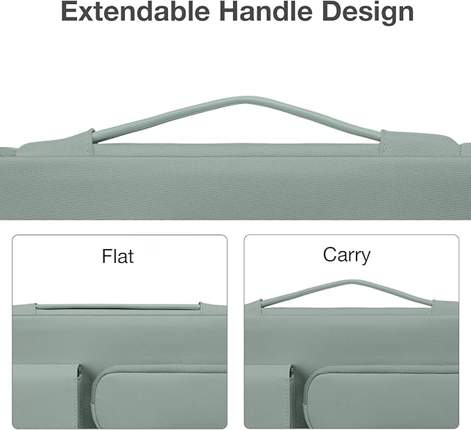 MOSISO 360 Protective Laptop Case 13.3 inch, 13-13.3 inch Laptop Sleeve Compatible with MacBook Air/Pro 13 / Pro 14, HP Dell ASUS Lenovo, Side Open Bag with 2 Raised&1 Flapover Pockets, Antique Green