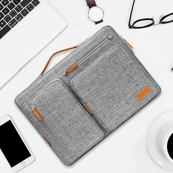 MOSISO 360 Protective Laptop Case 14 inch, 14 inch Laptop Sleeve Compatible with HP Lenovo Dell ASUS Acer, HP, Dell Latitude, Lenovo, Side Open Carrying Case with 4 Zipper Pockets&Handle, Gray