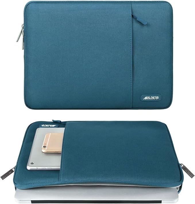 MOSISO Laptop Case 12.3 inch, 11.6-12.3 inch Laptop Sleeve Compatible with MacBook Air 11.6, Acer HP Dell Lenovo Samsung, Surface Pro, Polyester Vertical Computer Sleeve Bag with Pocket, Deep Teal
