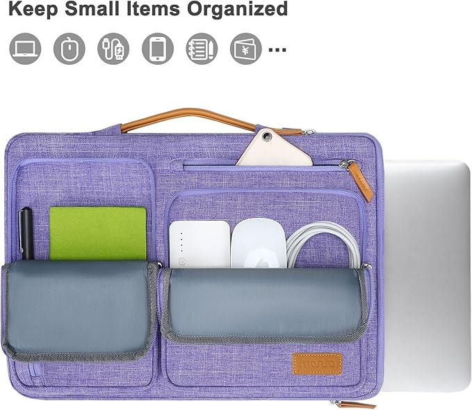 MOSISO 360 Protective Laptop Case 13.3 inch, 13-13.3 inch Laptop Sleeve Compatible with MacBook Air/Pro 13 / Pro 14,HP Dell Acer ASUS,Side Open Carrying Case with 4 Zipper Pockets&Handle, Purple