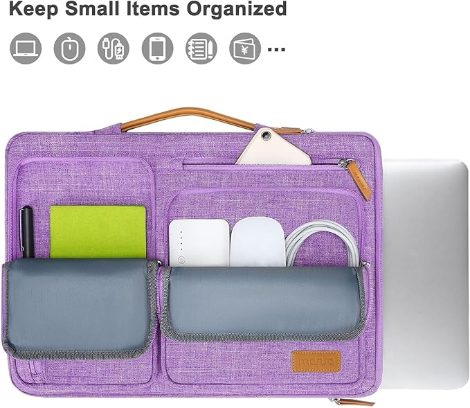 MOSISO 360 Protective Laptop Case 15 inch, 15 inch Laptop Sleeve Compatible with MacBook Air M4 M3 M2 2025 2024 2023, Dell XPS Plus, Side Open Carrying Case with 4 Zipper Pockets&Handle, Lilac