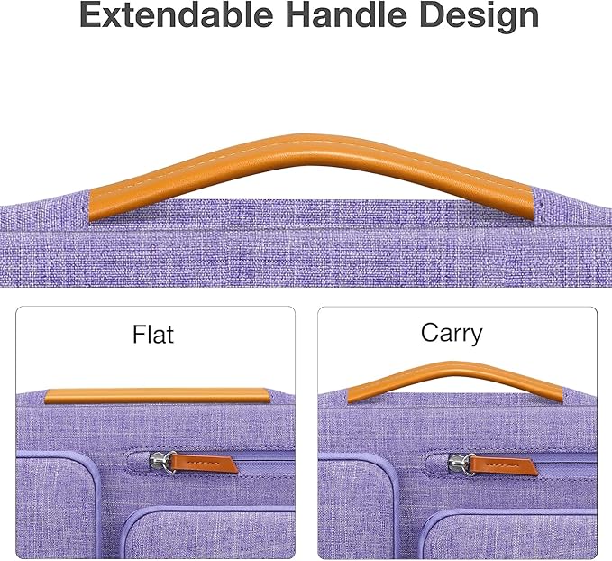 MOSISO 360 Protective Laptop Case 13.3 inch, 13-13.3 inch Laptop Sleeve Compatible with MacBook Air/Pro 13 / Pro 14,HP Dell Acer ASUS,Side Open Carrying Case with 4 Zipper Pockets&Handle, Purple