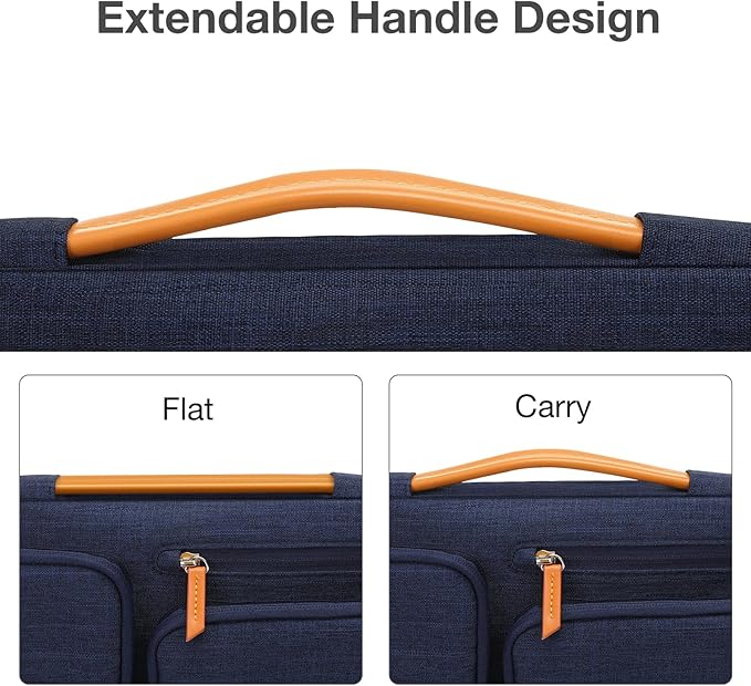 MOSISO 360 Protective Laptop Case 15 inch, 15 inch Laptop Sleeve Compatible with MacBook Air M4 M3 M2 2025 2024 2023, Dell XPS Plus, Side Open Carrying Case with 4 Zipper Pockets&Handle, Navy Blue