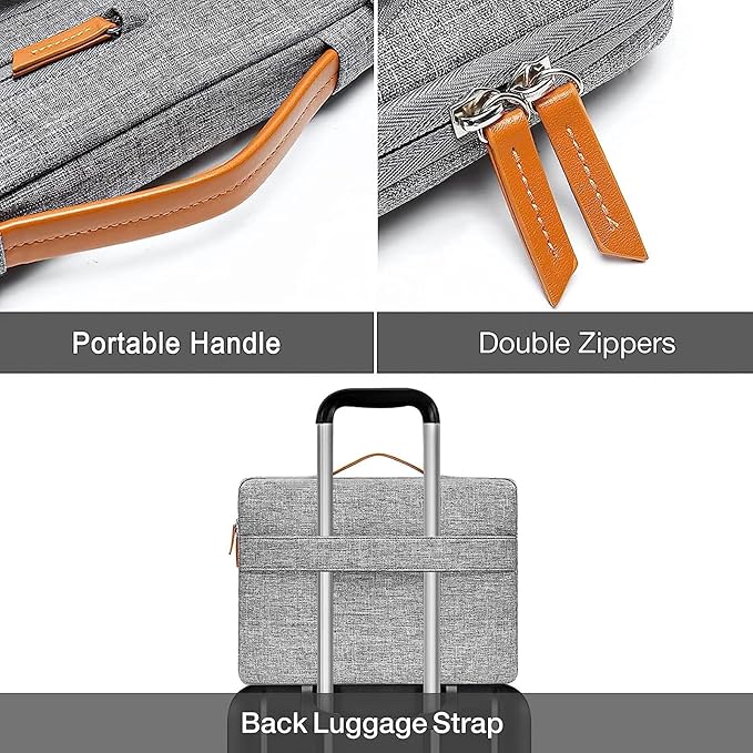 MOSISO 360 Protective Laptop Case 14 inch, 14 inch Laptop Sleeve Compatible with HP Lenovo Dell ASUS Acer, HP, Dell Latitude, Lenovo, Side Open Carrying Case with 4 Zipper Pockets&Handle, Gray