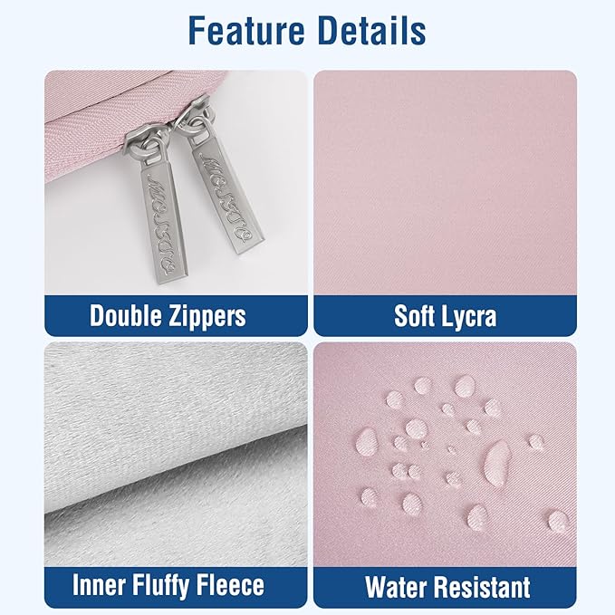 MOSISO Laptop Case 13.3 inch, 13-13.3 inch Laptop Sleeve Bag Compatible with MacBook Air/Pro 13 / Pro 14, HP Dell ASUS Lenovo Notebook, Neoprene Computer Sleeve Bag with Small Case, Baby Pink