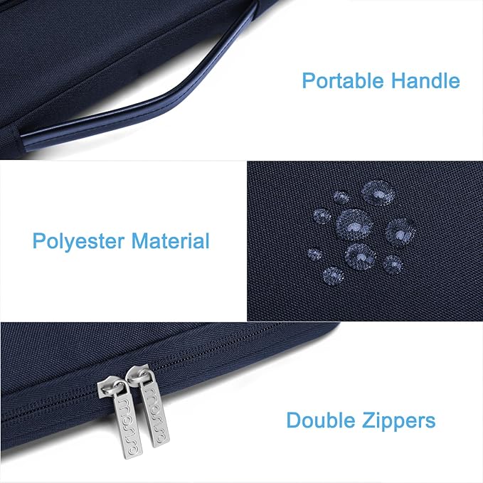 MOSISO 360 Protective Laptop Case 13.3 inch, 13-13.3 inch Laptop Sleeve Compatible with MacBook Air/Pro 13 / Pro 14, HP Dell ASUS Lenovo, Side Open Bag with 2 Raised&1 Flapover Pockets, Navy Blue