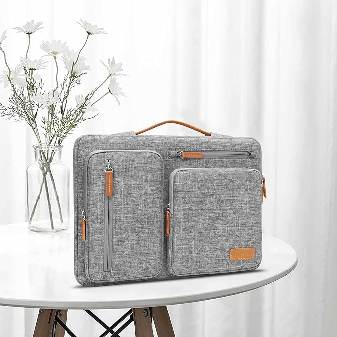 MOSISO 360 Protective Laptop Case 15 inch, 15 inch Laptop Sleeve Compatible with MacBook Air M4 M3 M2 2025 2024 2023, Dell XPS Plus, Side Open Carrying Case with 4 Zipper Pockets&Handle, Gray