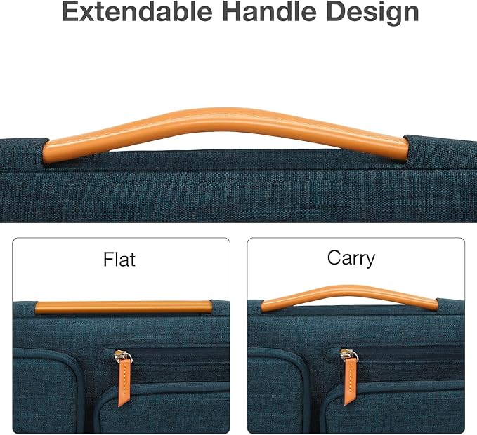 MOSISO 360 Protective Laptop Case 14 inch, 14 inch Laptop Sleeve Compatible with HP Lenovo Dell ASUS Acer, HP, Dell Latitude, Lenovo, Side Open Carrying Case with 4 Zipper Pockets&Handle, Teal Green