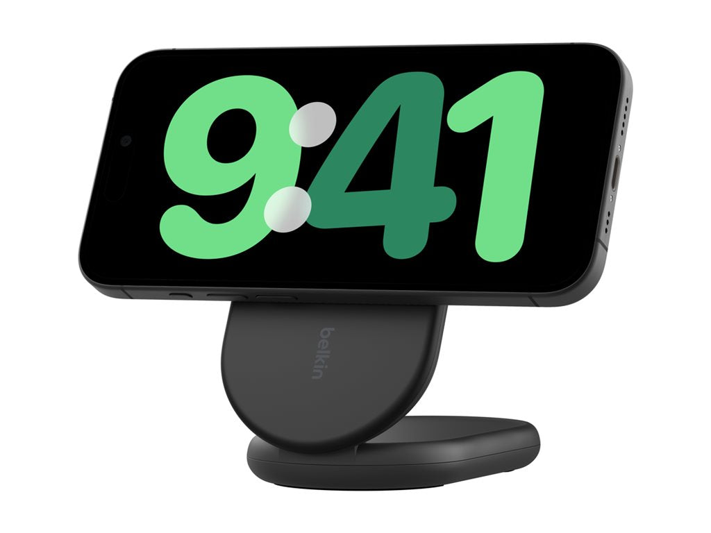 Belkin BoostCharge - Wireless charging stand - magnetic, foldable, with Qi2 + AC power adapter - 15 Watt - 3 A - Fast Charge, WIB007TTBK