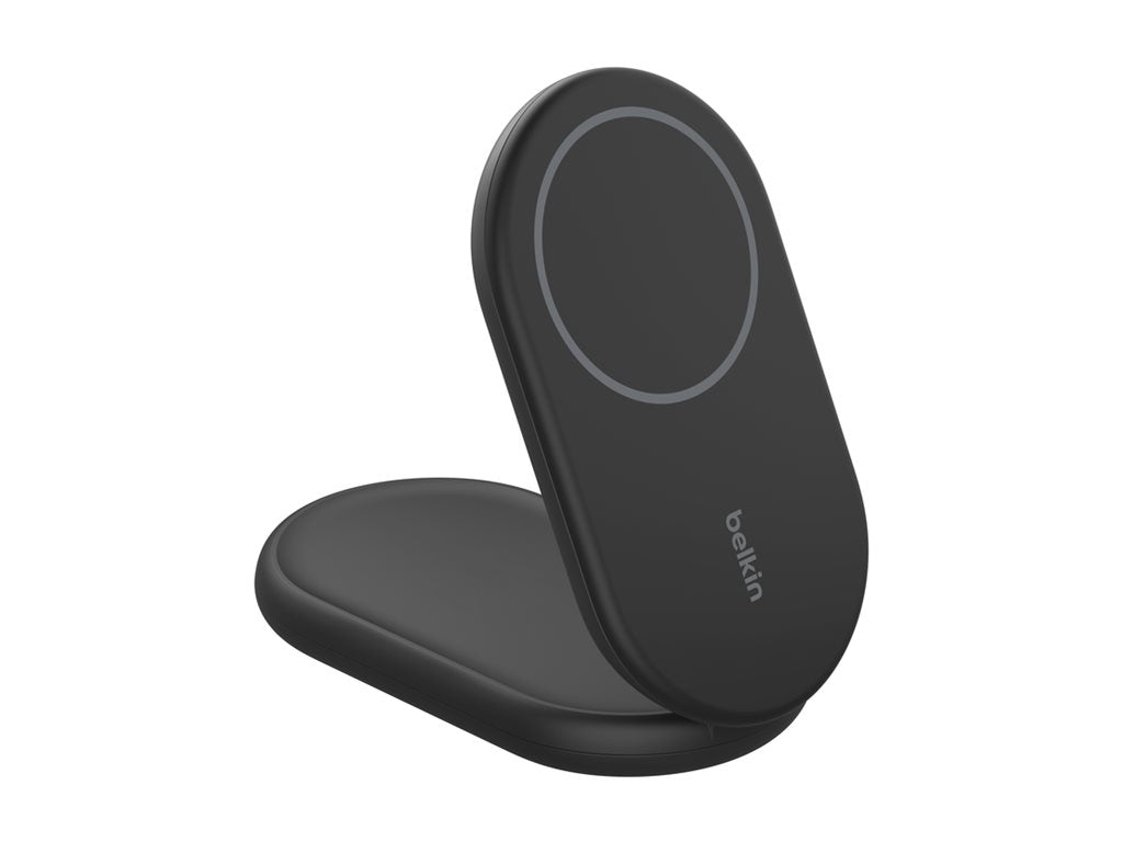 Belkin BoostCharge - Wireless charging stand - magnetic, foldable, with Qi2 + AC power adapter - 15 Watt - 3 A - Fast Charge, WIB007TTBK