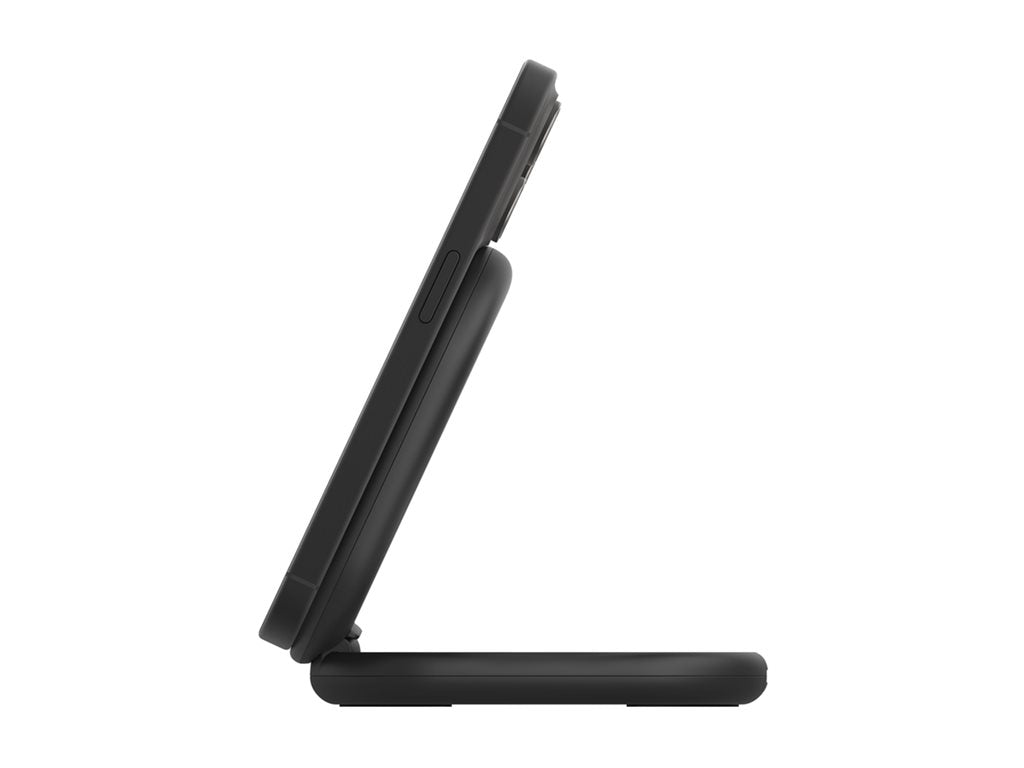 Belkin BoostCharge - Wireless charging stand - magnetic, foldable, with Qi2 + AC power adapter - 15 Watt - 3 A - Fast Charge, WIB007TTBK