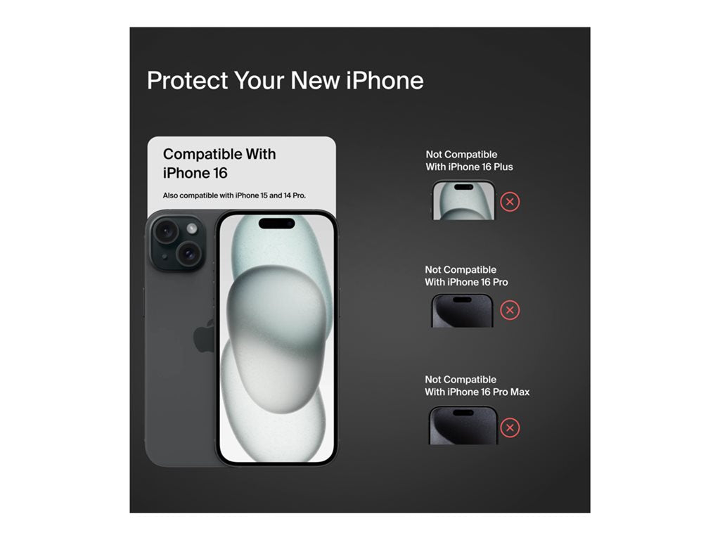 Belkin ScreenForce InvisiGlass - Screen protector for cellular phone - glass - for Apple iPhone 14 Pro, 15, 16 OVA171FQ