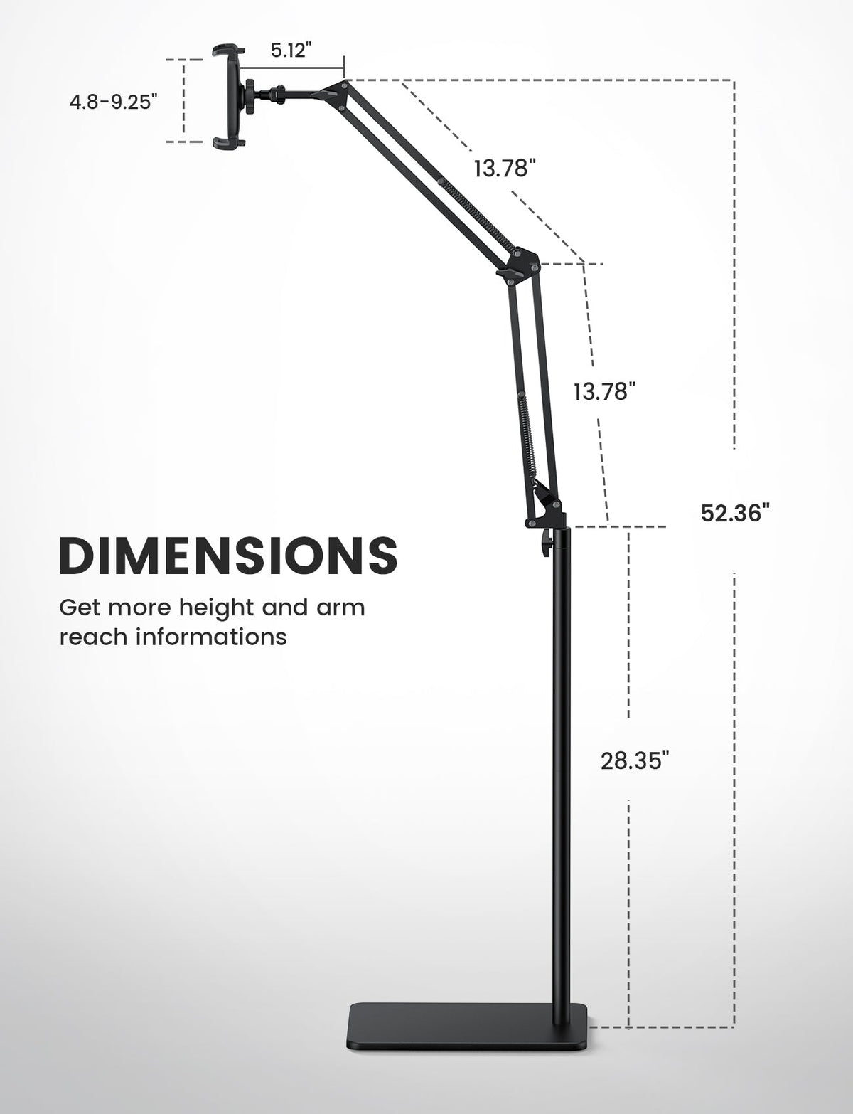 Lamicall Tablet Floor Stand Flexible Arm Holder Multi Angle