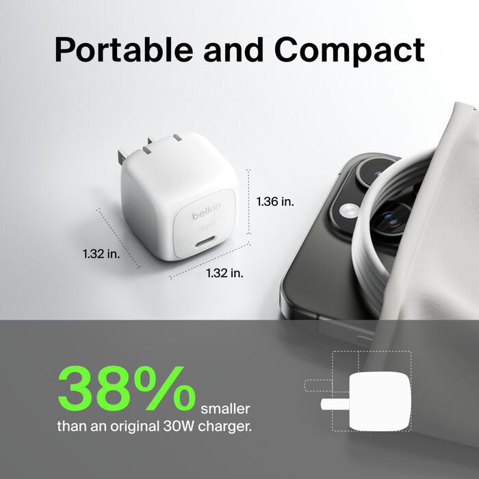Belkin Compact USB-C Charger 30W - White