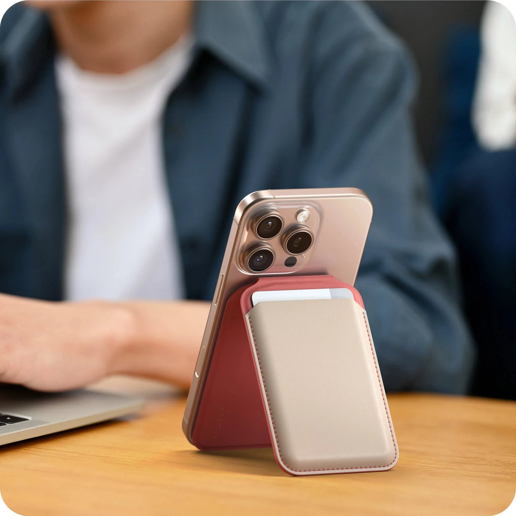 Vegan-Leather Magnetic Wallet Stand